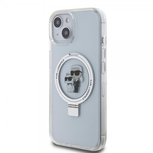 Karl Lagerfeld iPhone 15 Cover Ring Stand MagSafe Hvid