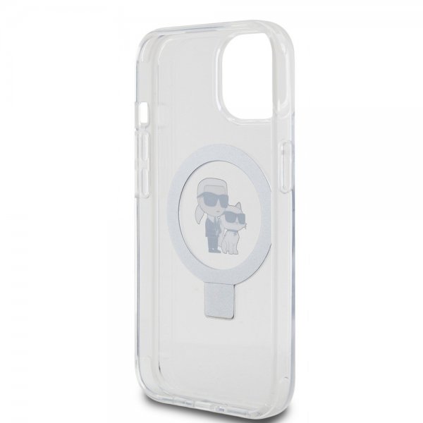 Karl Lagerfeld iPhone 15 Cover Ring Stand MagSafe Hvid