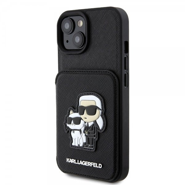 Karl Lagerfeld iPhone 15 Cover Saffiano Card Slots & Stand Sort