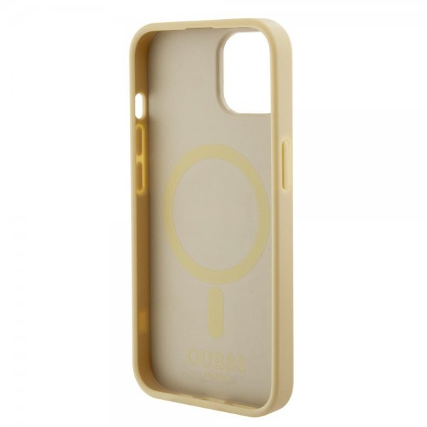 Guess iPhone 15 Cover Saffiano MagSafe Beige
