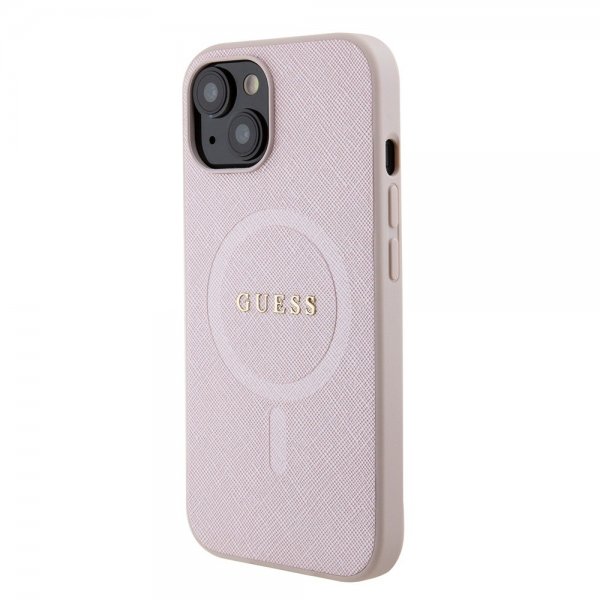 Guess iPhone 15 Cover Saffiano MagSafe Rosa