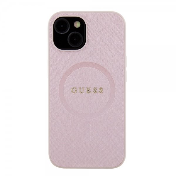 Guess iPhone 15 Cover Saffiano MagSafe Rosa
