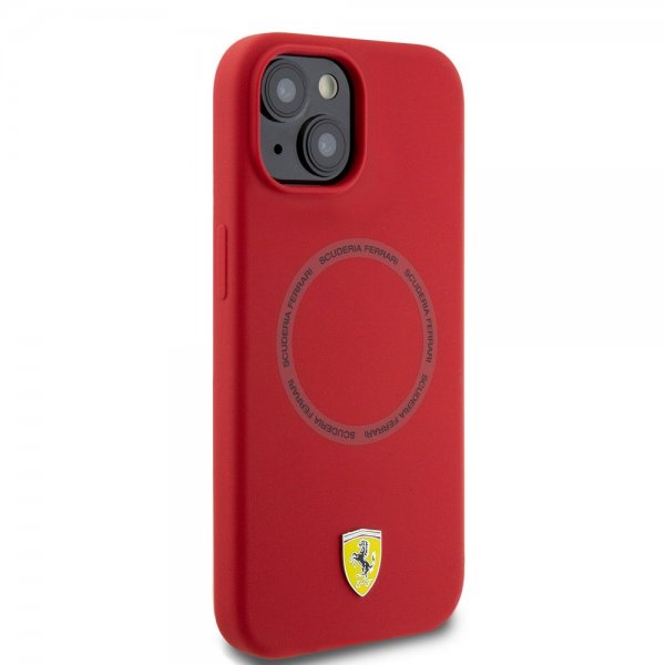 Ferrari iPhone 15 Cover Silicone MagSafe Rød