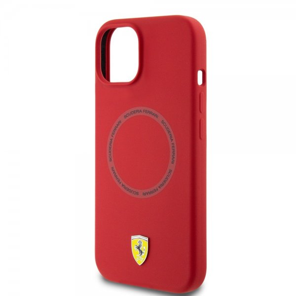 Ferrari iPhone 15 Cover Silicone MagSafe Rød