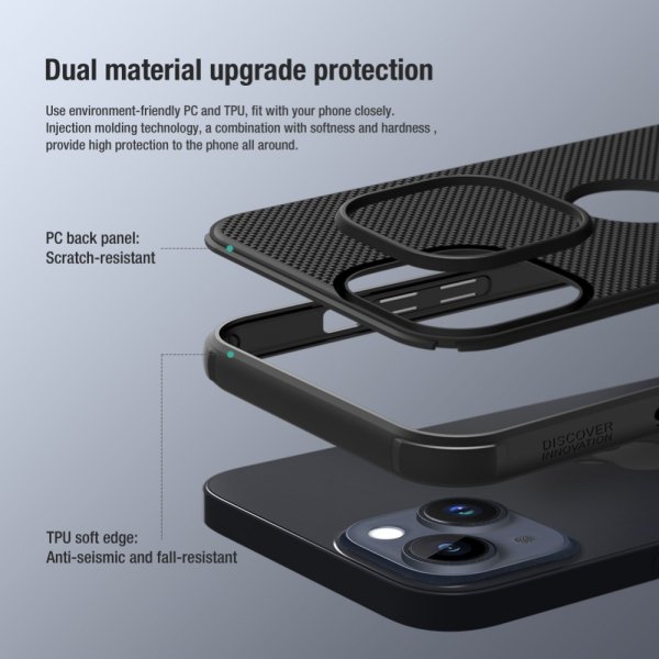 Nillkin iPhone 15 Cover Super Frosted Shield Pro Logo Hole Sort