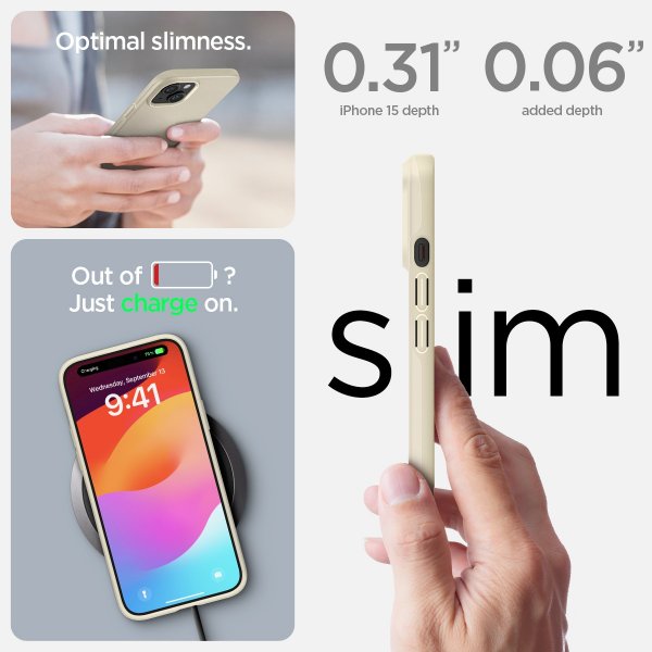 Spigen iPhone 15 Cover Thin Fit Mute Beige