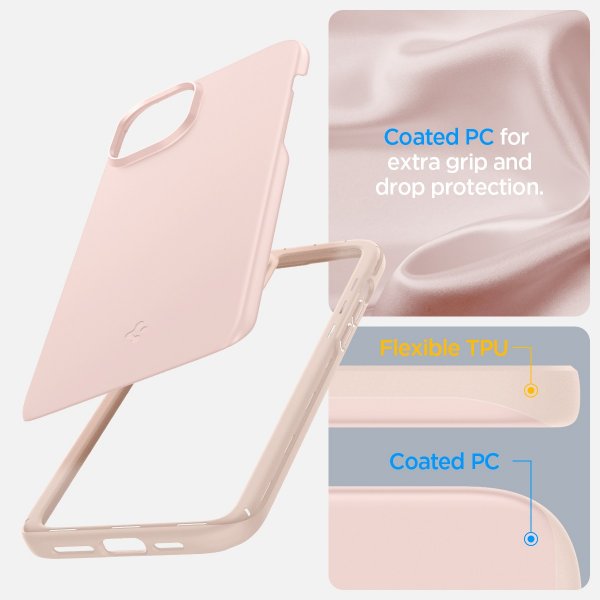 Spigen iPhone 15 Cover Thin Fit Pink Sand