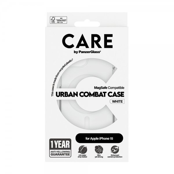 CARE by PanzerGlass iPhone 15 Cover Urban Combat MagSafe Hvid