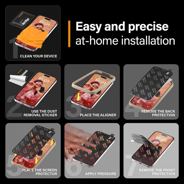 PanzerGlass iPhone 15 Skærmbeskyttelse Ultra-Wide Fit Privacy EasyAligner