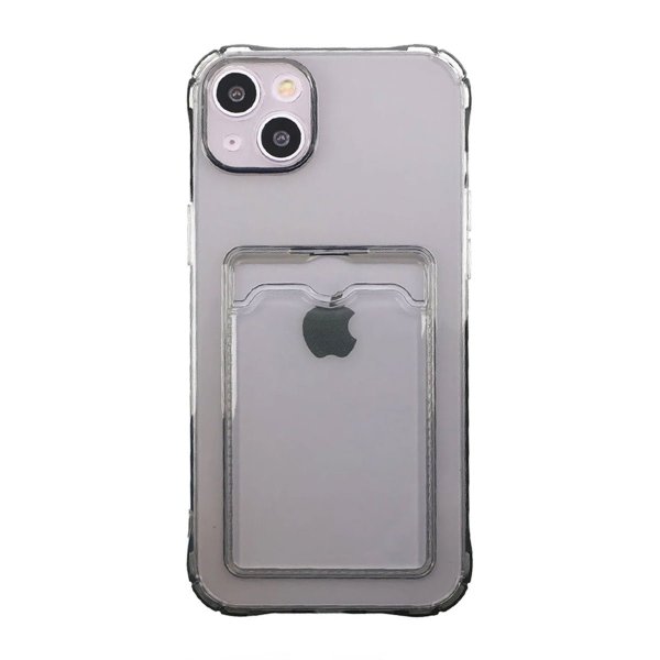 iPhone 15 Cover Kortholder Stødsikkert Sort