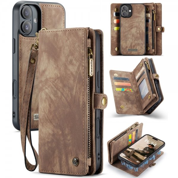 CaseMe iPhone 16 Etui 008 Series Aftageligt Cover Brun