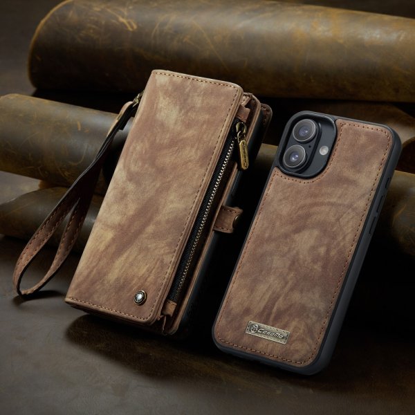 CaseMe iPhone 16 Etui 008 Series Aftageligt Cover Brun