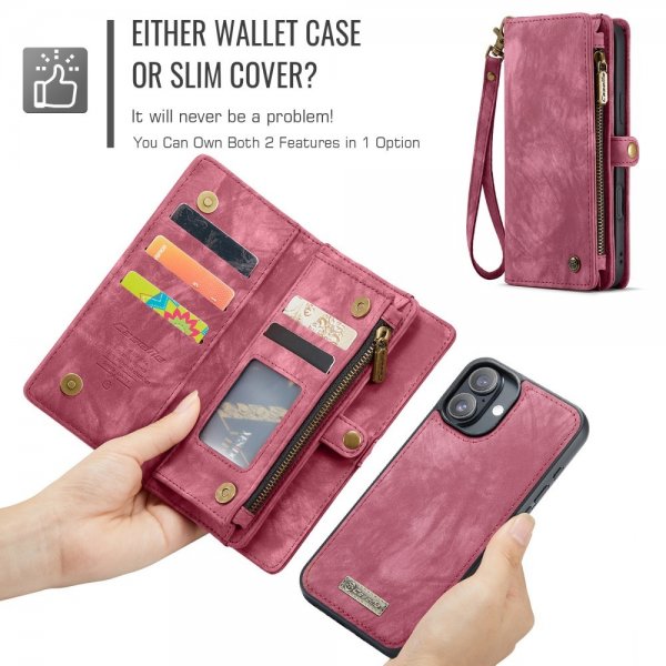 CaseMe iPhone 16 Etui 008 Series Aftageligt Cover Rød