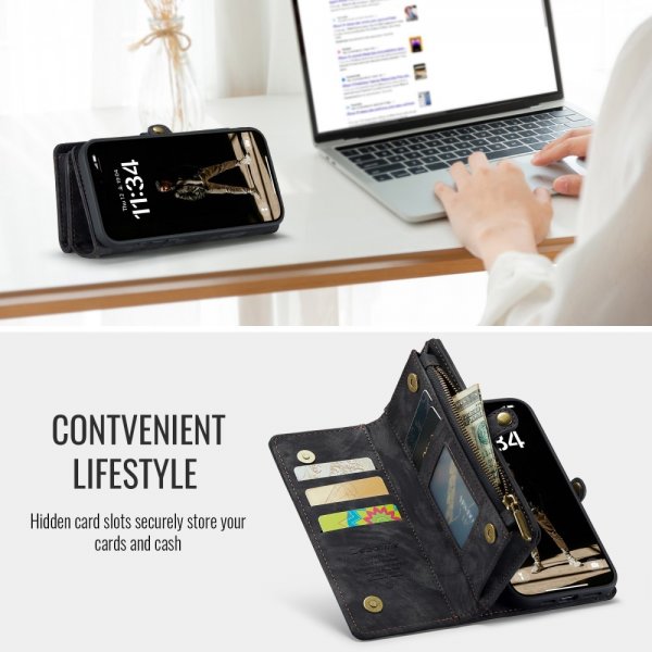 CaseMe iPhone 16 Etui 008 Series Aftageligt Cover Sort