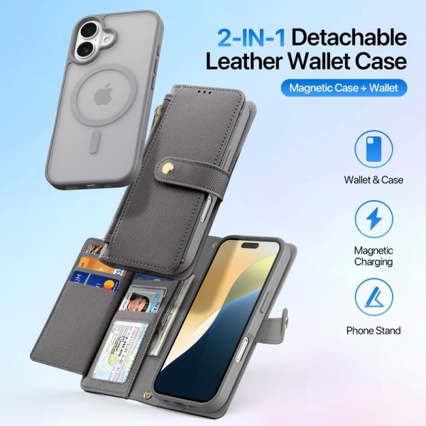 Dux Ducis iPhone 16 Cover 2-i-1 Lawa Series MagSafe Grå