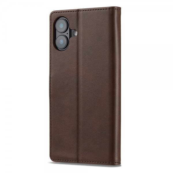 Lc.Imeeke iPhone 16 Cover med Kortlomme Standfunktion Mørkebrun