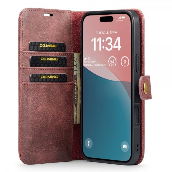 Dg.Ming iPhone 16 Cover med Aftageligt Cover Rød
