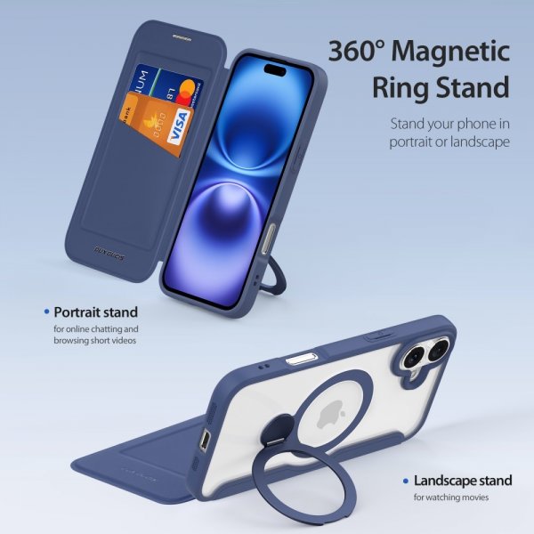 Dux Ducis iPhone 16 Cover Skin X Pro Series Kickstand MagSafe Blå