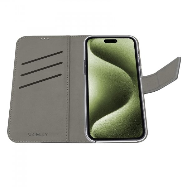 Celly iPhone 16 Etui Wally Wallet Case Sort