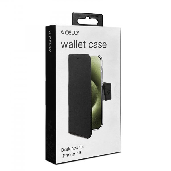 Celly iPhone 16 Etui Wally Wallet Case Sort