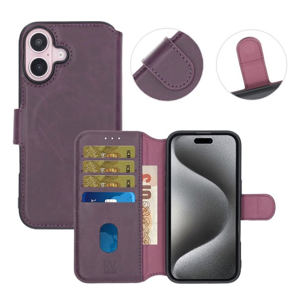 Rvelon iPhone 16 Cover 4 Kortrum MagSafe Lilla