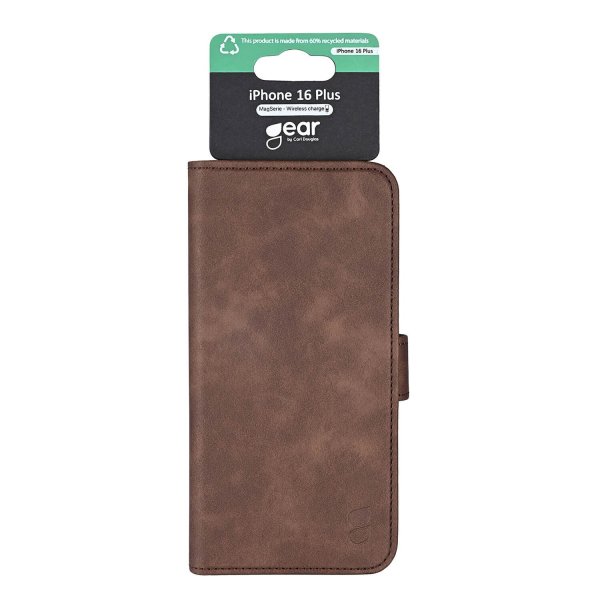 Gear iPhone 16 Plus Cover 3 Kortlommer Brun