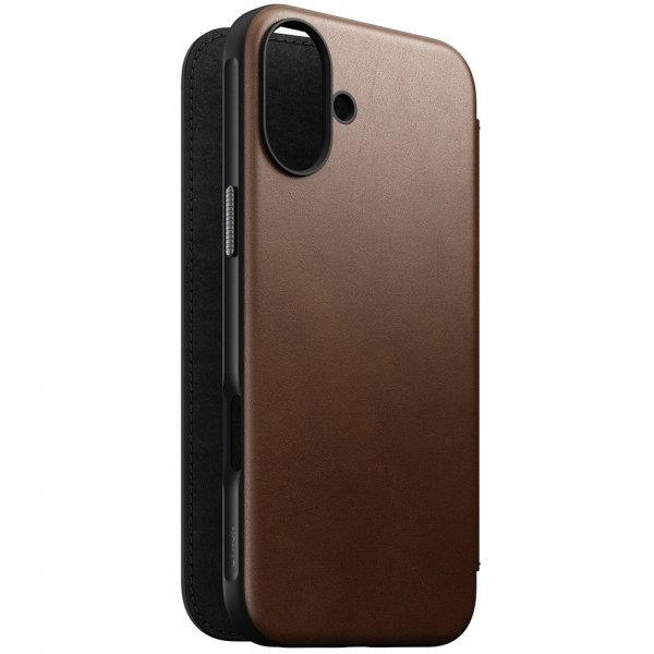 Nomad iPhone 16 Plus Cover Modern Leather Folio Brun