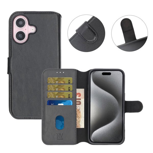 Rvelon iPhone 16 Plus Cover Magnetisk aftagelig skal Sort