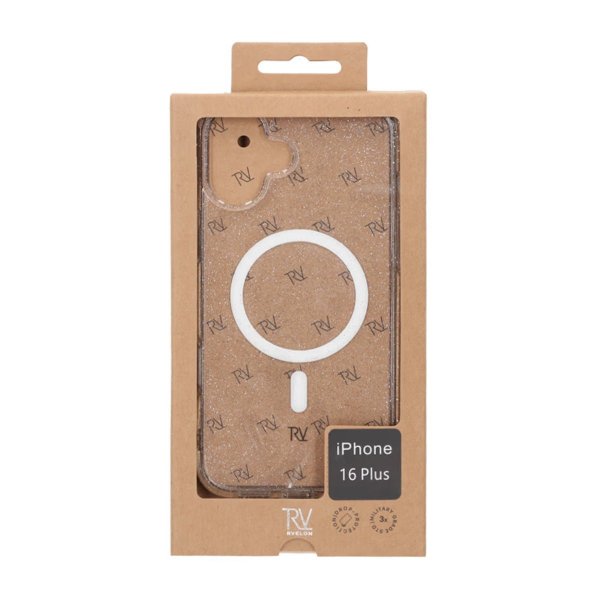 Rvelon iPhone 16 Plus Cover Glitter MagSafe Hvid