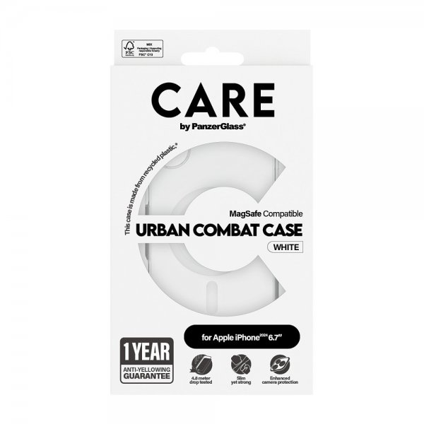CARE by PanzerGlass iPhone 16 Plus Cover Urban Combat MagSafe Hvid