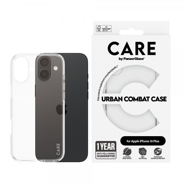 CARE by PanzerGlass iPhone 16 Plus Cover Urban Combat Transparent
