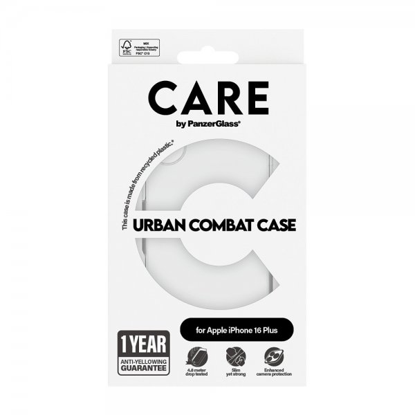 CARE by PanzerGlass iPhone 16 Plus Cover Urban Combat Transparent