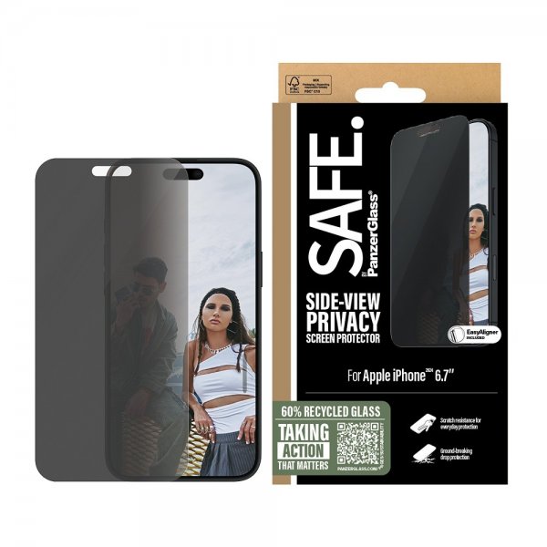 SAFE by PanzerGlass iPhone 16 Plus Skærmbeskyttelse Privacy EasyAligner