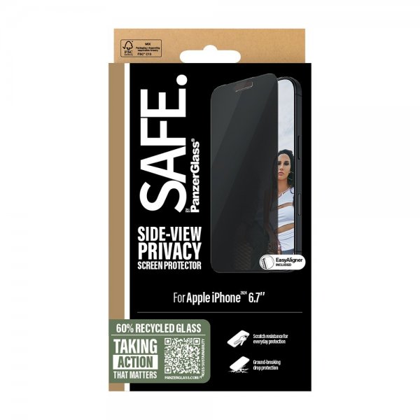 SAFE by PanzerGlass iPhone 16 Plus Skærmbeskyttelse Privacy EasyAligner