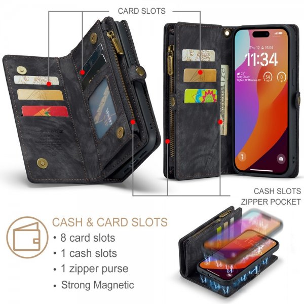 CaseMe iPhone 16 Pro Cover 008 Series Aftageligt Cover Sort