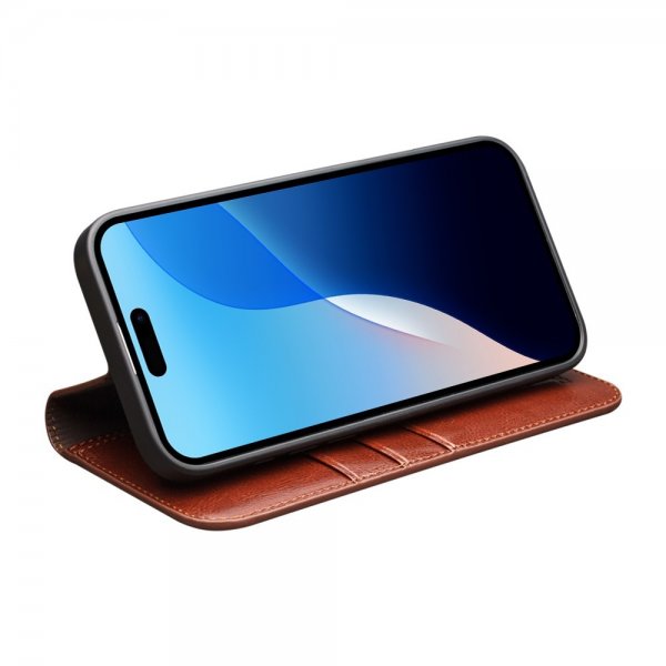 Qialino iPhone 16 Pro Cover Ægte Læder Brun