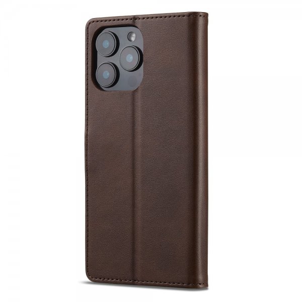 Lc.Imeeke iPhone 16 Pro Cover med Kortlomme Standerfunktion Mørkebrun