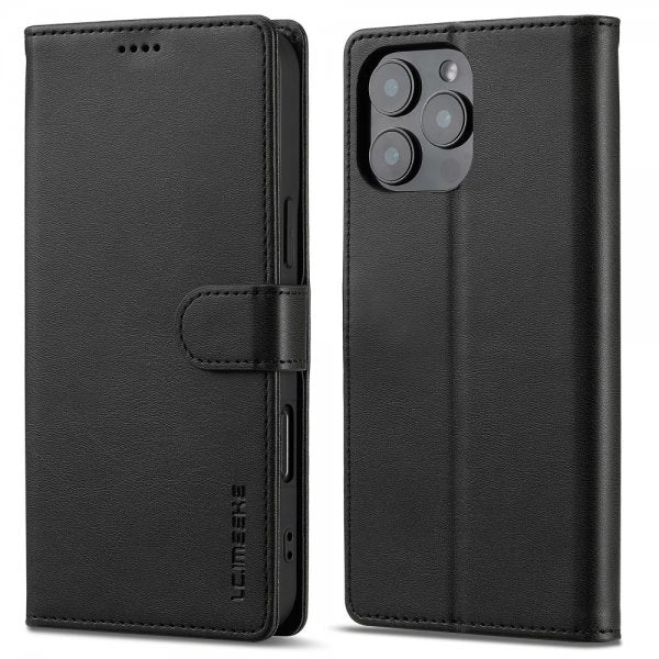 Lc.Imeeke iPhone 16 Pro Cover med Kortlomme Standerfunktion Sort