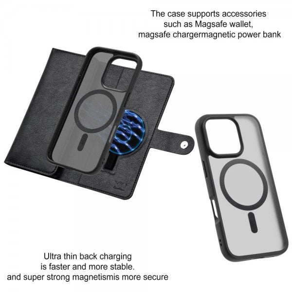 VILI iPhone 16 Pro Etui med Aftageligt Cover GV Series MagSafe Sort