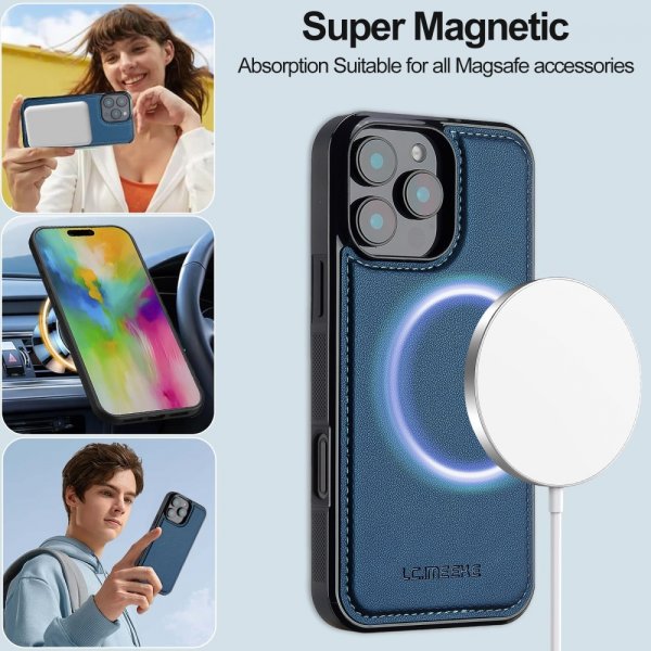 Lc.Imeeke iPhone 16 Pro Cover med Aftageligt Cover L2 Series MagSafe Blå