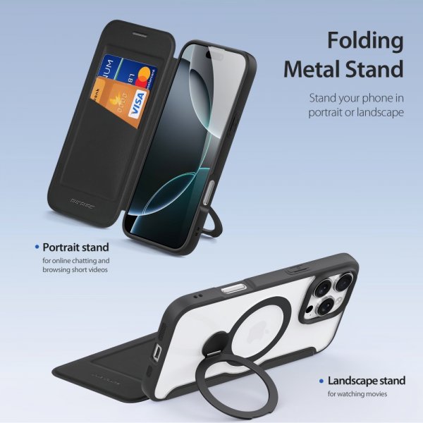 Dux Ducis iPhone 16 Pro Cover Skin X Pro Series Kickstand MagSafe Sort