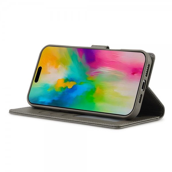 Lc.Imeeke iPhone 16 Pro Max Etui med kortlomme og standfunktion Grå