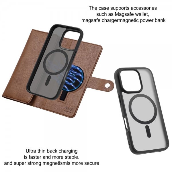 VILI iPhone 16 Pro Max Etui med Aftagelig Skal GV Series MagSafe Brun