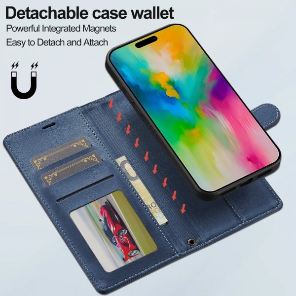 Lc.Imeeke iPhone 16 Pro Max Etui med Aftagelig Skal L2 Series MagSafe Blå