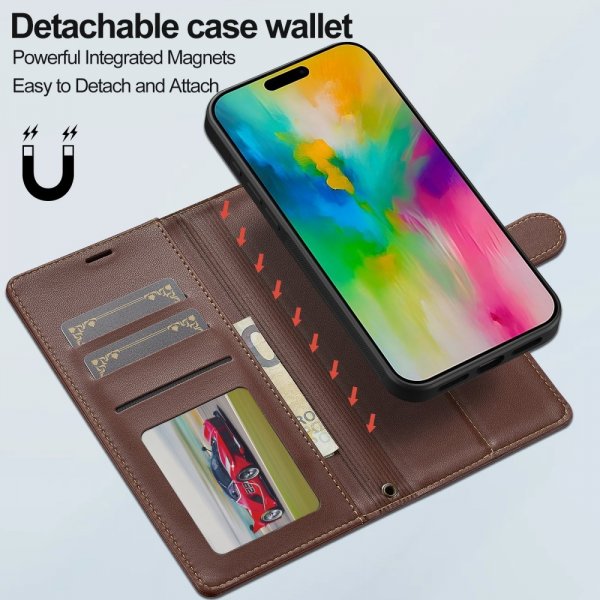 Lc.Imeeke iPhone 16 Pro Max Etui med Aftageligt Cover L2 Series MagSafe Brun
