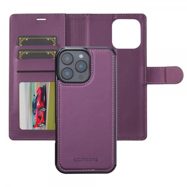 Lc.Imeeke iPhone 16 Pro Max Etui med Aftageligt Cover L2 Series MagSafe Lilla