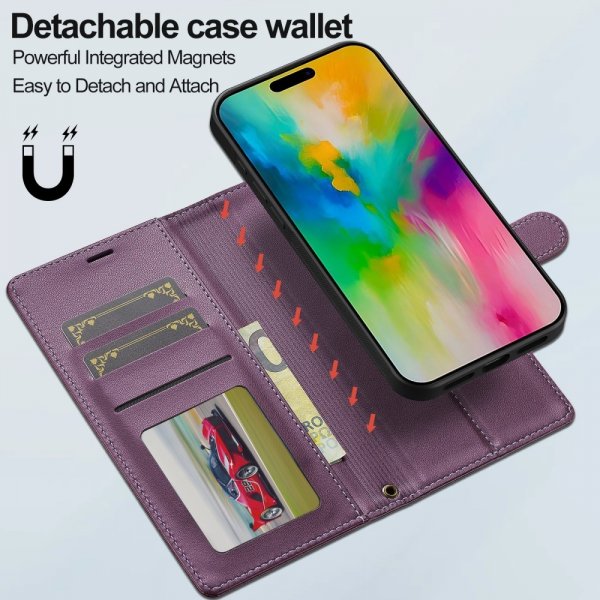 Lc.Imeeke iPhone 16 Pro Max Etui med Aftageligt Cover L2 Series MagSafe Lilla