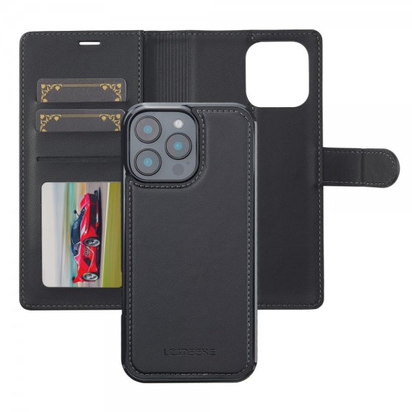 Lc.Imeeke iPhone 16 Pro Max Etui med Aftageligt Cover L2 Series MagSafe Sort