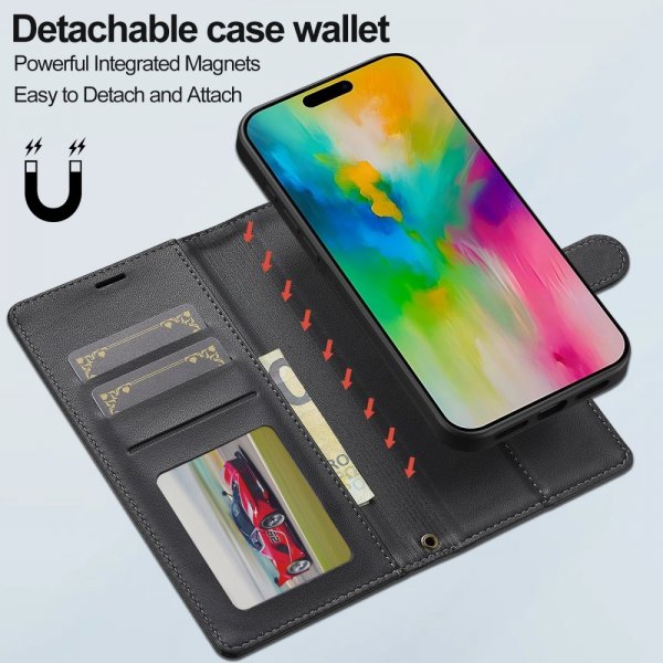 Lc.Imeeke iPhone 16 Pro Max Etui med Aftageligt Cover L2 Series MagSafe Sort
