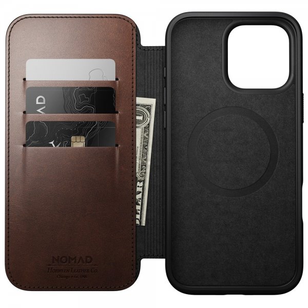 Nomad iPhone 16 Pro Max Modern læderfolie, Horween Rustik Brun